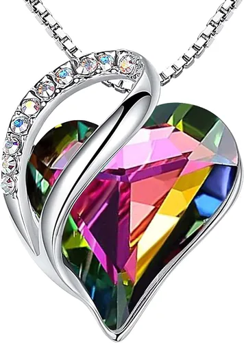 Vista 33 de Leafael - Collares para mujer, dije de corazón de amor infinito con cristales de piedra natal, cadena chapada en plata de 18 + 2 pulgadas, regalo