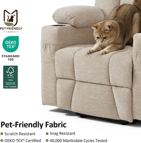 Vista 8 de MCombo Silla reclinable Power Lift con bolsa de aire masaje y calor 7507 Beige