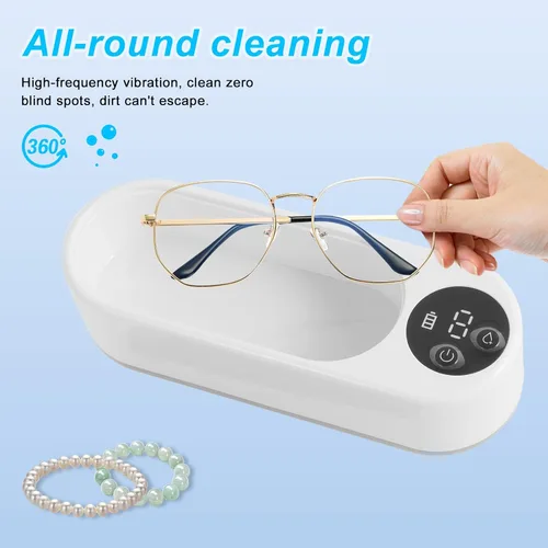 Vista 2 de Limpiador ultrasónico de joyas, limpiador ultrasónico profesional con temporizador de 2 modos, máquina de limpieza portátil de joyas, limpiador