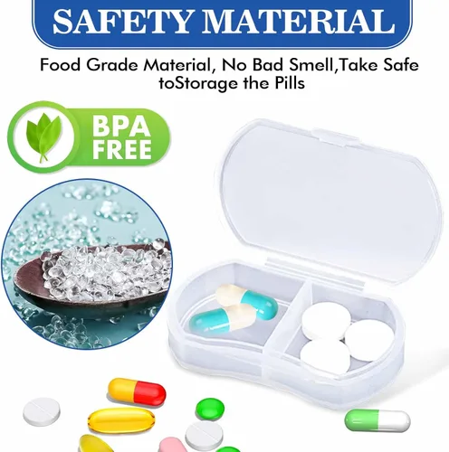 Vista 2 de Pastillero para bolso, organizador de pastillas pequeño, portátil, para viajes, diarios, pastilleros, AM y PM, mini pastillero para vitaminas