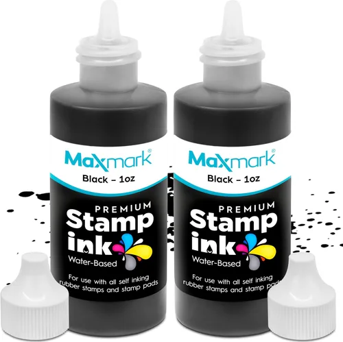 Vista 20 de MaxMark Premium - Tinta de recarga con punta de control en botella para sellos autoentintados, color negro - 1 onza