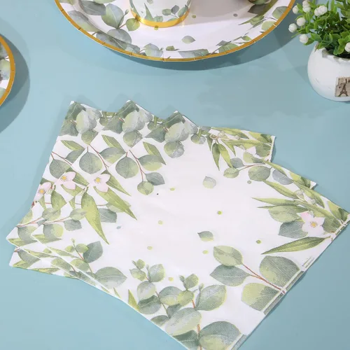 Vista 5 de Platos y servilletas para baby shower de género neutro para 25 decoraciones de fiesta verde salvia, decoración de fiesta de cumpleaños para niños