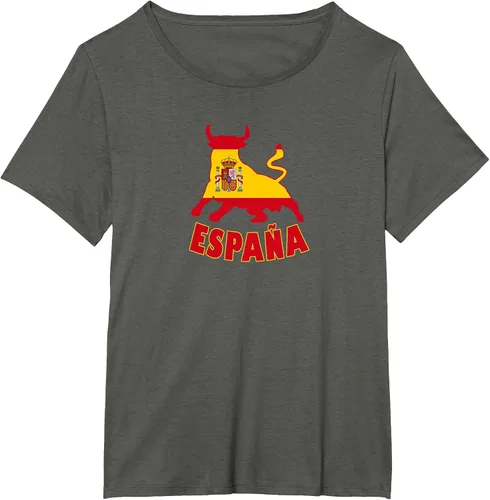 Vista 54 de Spain Espana with Bull and National Flag/Present T-Shirt Asphalt Grey