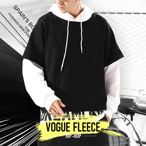 Vista 3 de Covisoty Sudadera con capucha para hombre, con estampado de letras, ropa deportiva, sudadera de manga larga con retazos