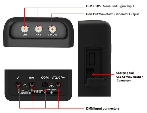 Vista 5 de Hantek 2C42 Osciloscopio Digital Multímetro USB Portátil 2 Canales 40MHz 250MSa/s Multifunción Tester