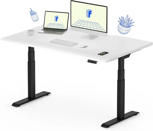 Vista 9 de FLEXISPOT E6 Pro - Escritorio eléctrico de pie de bambú de 3 etapas con patas ovaladas y motor doble, 48 x 24 pulgadas, mesa entera, altura