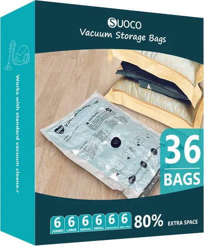 Vista 17 de Bolsas de almacenamiento al vacío, bolsas de sellado de embalaje de compresión para ropa, ropa de cama, edredones, mantas, almohadas, 14 pequeñas