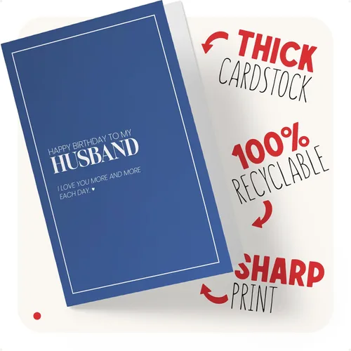 Vista 2 de Karto Sweet Birthday Card for Husband Him - Each Day Large 5.5x8.5 in, for Spouse Partner, with Envelope