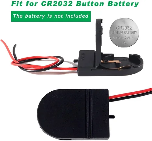 Vista 5 de Soporte de batería CR2032 de 30 piezas con plomo, soporte de celda de moneda de 3 V con interruptor, soporte de batería de botón CR2032 (negro)