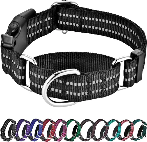 Vista 7 de Hikiko Martingale - Collar reflectante de nailon para perro con hebilla de liberación rápida, ajustable, collar de entrenamiento antideslizante