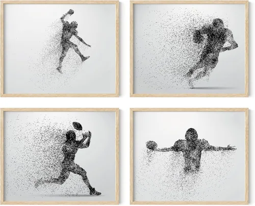 Vista 38 de Impresiones artísticas de fútbol americano para pared, juego de 5 (8x10) carteles de fútbol americano sin marco, decoración de sala de fútbol Niños