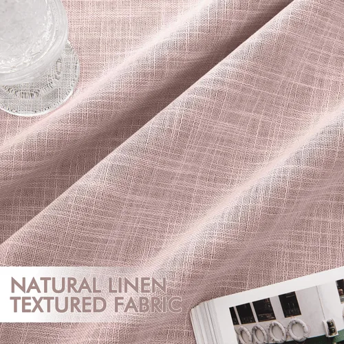 Vista 3 de MIULEE Cortinas de lino 100% opacas de color rosa bebé de 84 pulgadas, juego de 2 paneles de doble cara sin revestimiento, con trabillas traseras