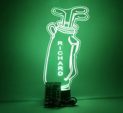 Vista 3 de Bolsa de golf y discotecas con luz nocturna para mesa, lámpara de escritorio LED para jugador de golfista en un juego, nombre personalizado, regalo