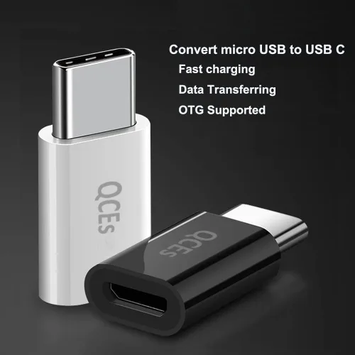 Vista 3 de QCEs Paquete de 2 adaptadores micro USB a USB C, adaptador tipo C de carga rápida compatible con iPhone 16/15 Pro Plus, Galaxy S24/S23, teléfonos