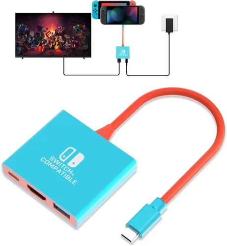 Vista 8 de Switch Dock para estación de acoplamiento Nintendo Switch, adaptador portátil de Nintendo TV compatible con Steam Deck/Switch OLED/interruptor