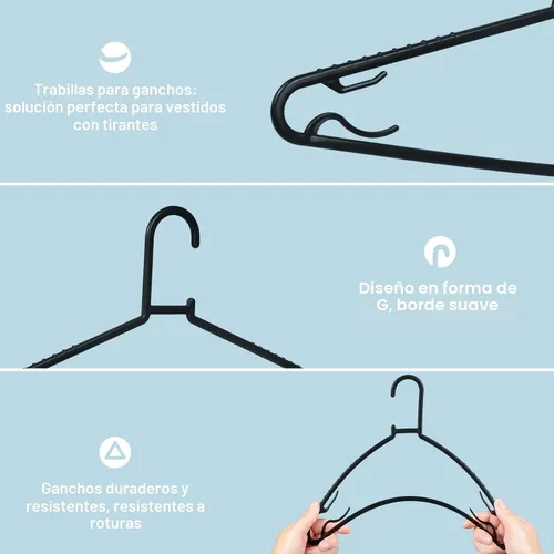 Vista 3 de Byomostor Paquete de 50 perchas de plástico