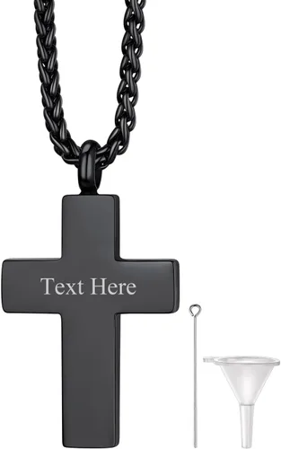 Vista 12 de Richsteel Collares de urna para cenizas para mujeres y hombres, collar con colgante de cremación para cenizas, joyería conmemorativa de acero