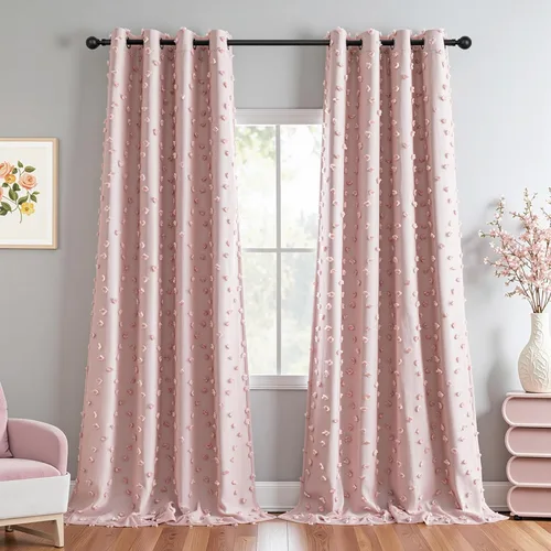 Vista 41 de MYSKY HOME - Cortinas opacas rosadas para dormitorio de niñas de 54 pulgadas de largo, cortinas cortas para tratamiento de ventanas, 100% cortinas