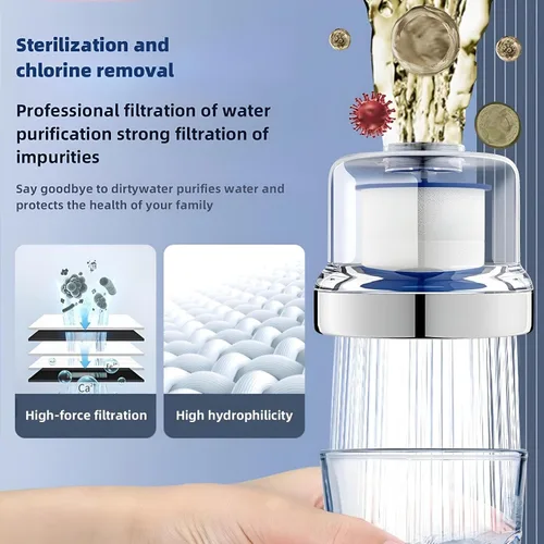 Vista 2 de Filtro de agua para grifo de fregadero: filtro de agua dirigido para grifo con 3 filtros reemplazables y diseño duradero para fregaderos de cocina