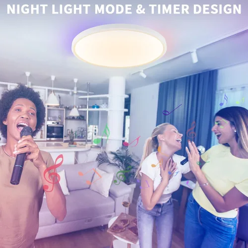 Vista 3 de Lámpara de techo de montaje empotrado de 12 pulgadas con control remoto y luces nocturnas, lámpara de techo LED regulable de 2700 K-6500 K, moderna