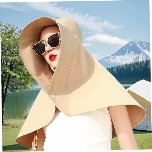 Vista 3 de Sombrero de sol para mujer, sombrero de sol de ala ancha con solapa para el cuello, sombreros de pesca con protección UV, sombrero de sol para mujer
