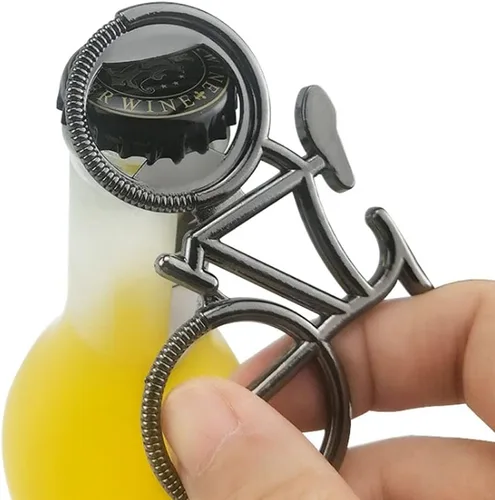 Vista 3 de Lanebudd - Abridor de botellas de bicicleta con forma de bicicleta, llavero de metal para abrebotellas de cerveza, 8