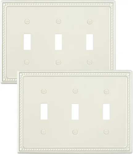 Vista 124 de Paquete de 2 cubiertas de placa de interruptor de luz de doble palanca, cubiertas decorativas de placa de doble interruptor Pearls, placa de pared