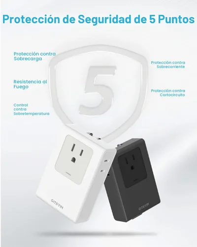 Vista 8 de Gitryin Adaptador de viaje europeo de 40 W con cable retráctil de 31.5