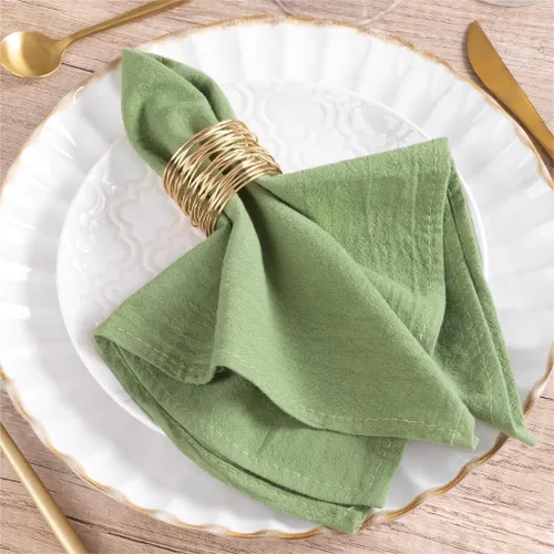 Vista 17 de Servilletas de tela natural de lino de algodón Boho rústico mesa de cena Beige