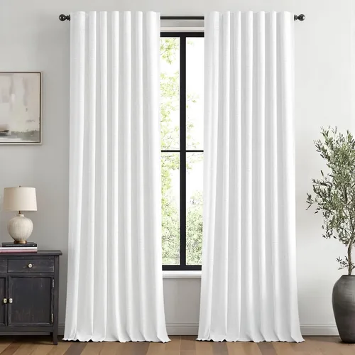 Vista 71 de MIULEE Cortinas de lino 100% opacas para dormitorio, marfil sólido, decoración de lujo, aislamiento térmico, cortinas oscurecedoras para sala