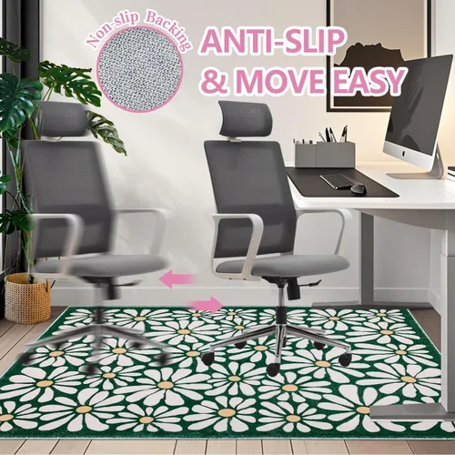 Vista 5 de SHIYUE Office Chair Mat for Hardwood/Tile Floor Carpet, 36"x48" Computer Desk for Rolling Chairs Protector Gaming Non Slip Under TPR Backing Dark