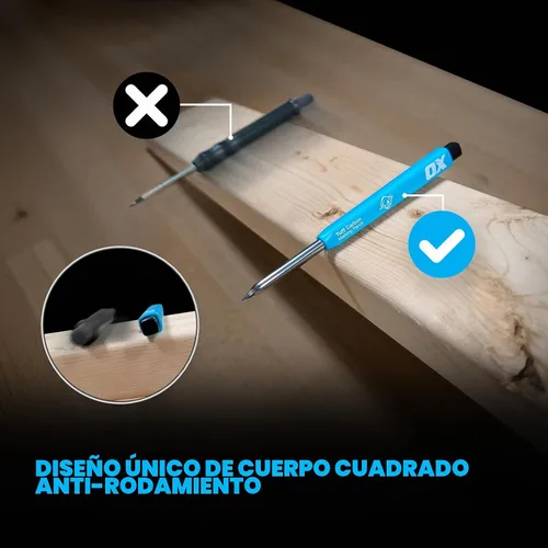 Vista 5 de OX Tools - Lápiz de carpintero y paquete de 10 lápices de grafito Pro Tuff de marcado de carbono, construcción mecánica con 10 correas, soporte