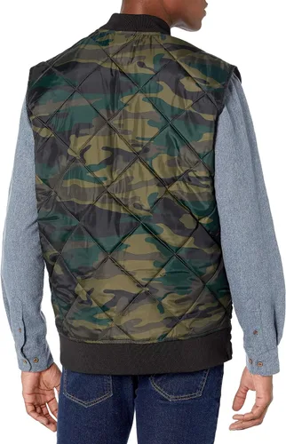 Vista 2 de Dickies Chaleco acolchado con diamantes de camuflaje para hombres grandes y altos