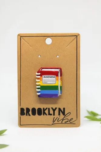 Vista 3 de Gay Pride Pin “Gay Agenda” LGBT Pin Gift for Couples Love Wins Queer Pin