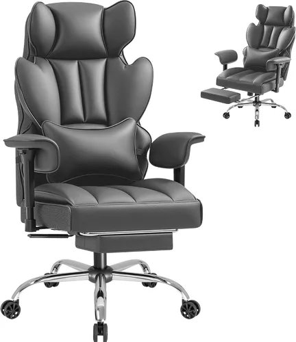Vista 8 de Furmax Silla de oficina grande y alta, silla de juegos de respaldo alto con reposapiés para personas pesadas, silla de oficina ergonómica cómoda