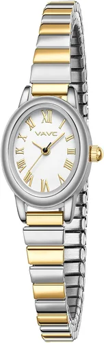 Vista 8 de Relojes pequeños de oro para mujer, reloj analógico para mujer con banda de expansión de acero inoxidable, esfera romana ovalada, resistente al agua