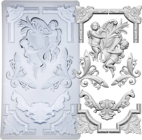 Vista 18 de Moldes de arte para arcilla polimérica, arcilla que se seca al aire, yeso, resina epoxi, fondant, decoración de pasteles, 3 molduras decorativas