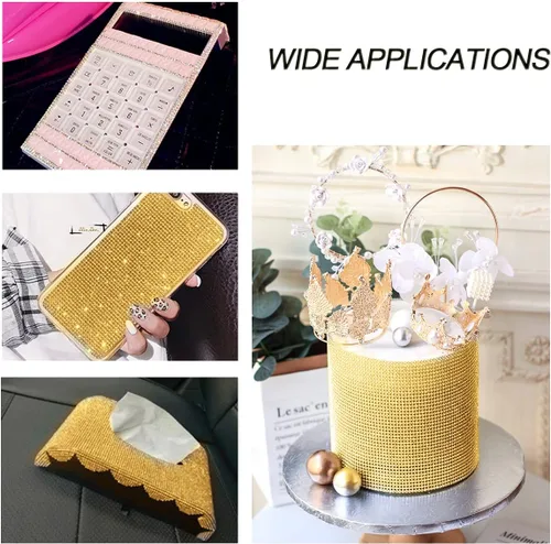 Vista 3 de 2 rollos/4 yardas de cinta autoadhesiva de diamantes de imitación de cristal, calcomanía de diamantes de imitación para decoración de auto y regalo