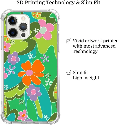 Vista 4 de Funda para iPhone 11 Pro Max, diseño retro de los años 70, diseño floral de margaritas florales para niñas, niños, hombres y mujeres, funda de TPU a