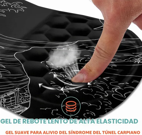 Vista 2 de Alfombrilla ergonómica para ratón con soporte de muñeca con espuma viscoelástica con protuberancia de masaje, alfombrilla para ratón de alivio