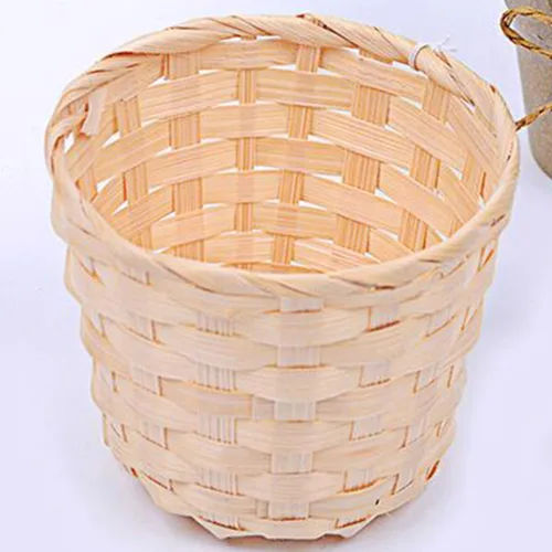 Vista 6 de Happyyami 5 canastas de bambú hechas a mano para postres de frutas y almacenamiento en el hogar, 3.54 x 3.54 x 2.95 pulgadas, mini picnic