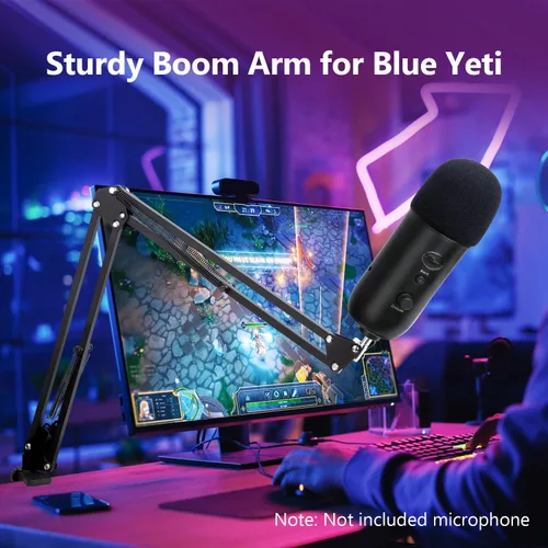 Vista 7 de Blue Yeti - Soporte para micrófono con cubierta de espuma, soporte de brazo de tijera de suspensión y filtro de parabrisas para micrófono