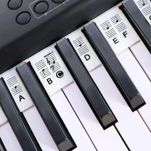 Vista 3 de Pegatinas para teclado de piano, etiquetas extraíbles de silicona para 61 teclas, color negro Reusable Silicone Piano Key Labels For Beginners