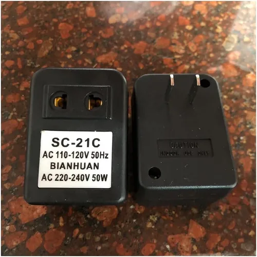 Vista 6 de Acxico 1 unids 110 V a 220 V convertidor de corriente adaptador transformador de voltaje adaptador 50 W PC material SC-21C