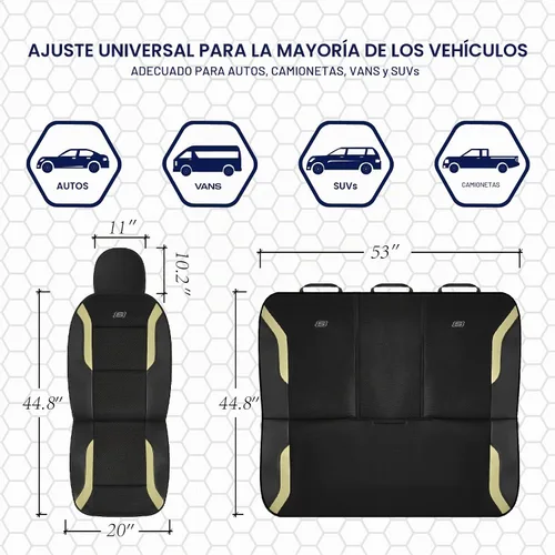 Vista 6 de Skechers Fundas de asiento de coche de espuma viscoelástica, fundas de asiento gruesas de malla Air Cool, juegos completos de asientos de coche