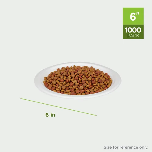 Vista 3 de KARAT EARTH Platos compostables de bagazo - Biodegradables, naturales, aptos para microondas, sin PFAS, 6 pulgadas, caja de 1000