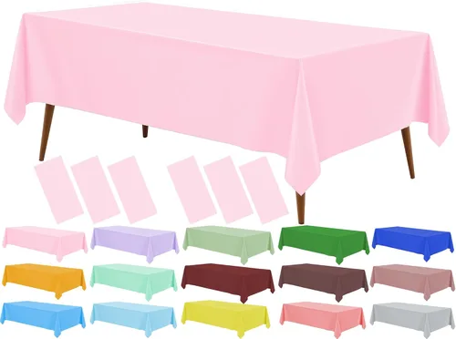 Vista 30 de Mantel de plástico crema, paquete de 2 manteles desechables color blanco hueso, mantel de 54 x 108 pulgadas para mesa rectangular, manteles