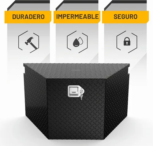 Vista 4 de TUFFIOM Caja de Herramientas para Cama de Camión de Aluminio de 33", Caja de Herramientas de Remolque de Placa Diamantada de Servicio Pesado