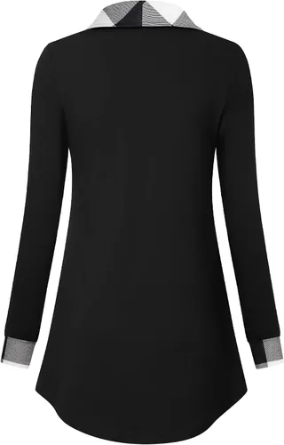 Vista 2 de VALOLIA Sudadera casual de manga larga con cremallera y solapa para mujer, túnica a la moda