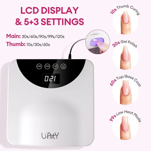 Vista 6 de Lámpara de uñas LED UV con ranura para el pulgar, luz de doble puerto 60W U
